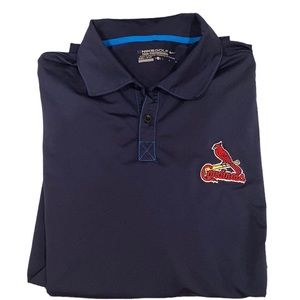Nike Golf St Louis Cardinals Polo Shirt Dri Fit Blue Red Short Sleeve L Baseball
